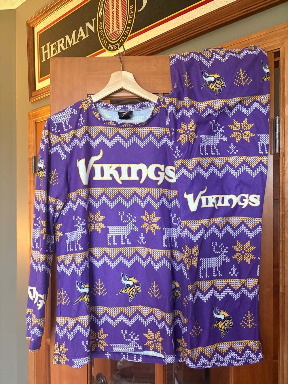 NFL Team Apparel Minnesota Vikings Pajama Set Size S Holiday